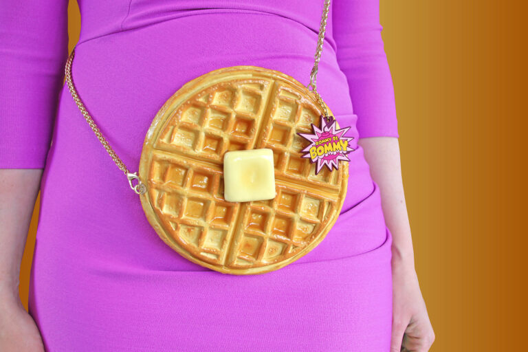 Waffle Dessert Pattern Print Leather Tote Bag